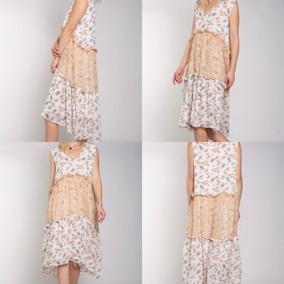 POL Three Tiered Floral Maxi Slip On Dress - Picture 4 of 9